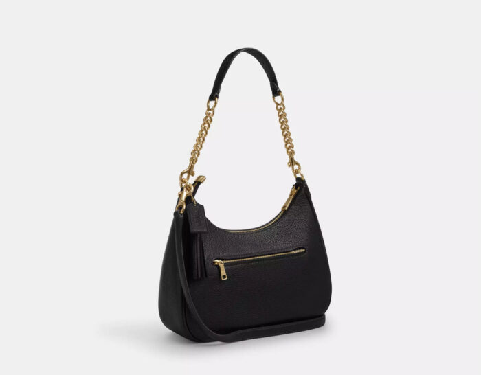 NWT Coach Leather Teri Hobo Bag With Rivets In Gold/Black - Image 4