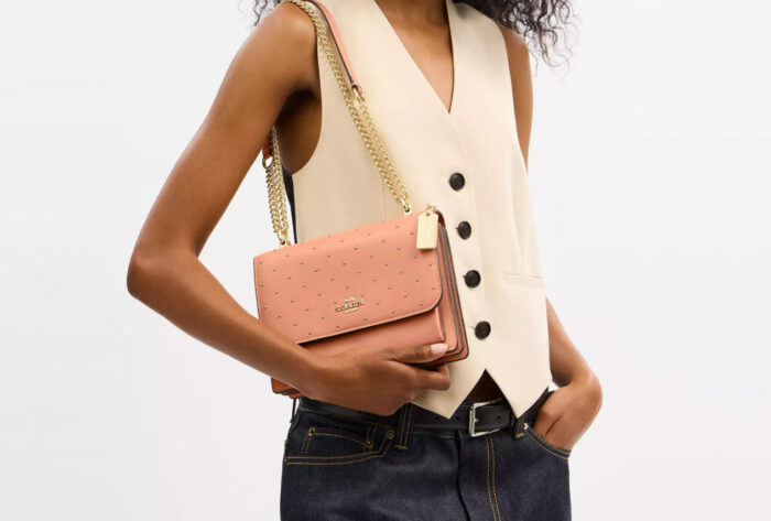 NWT Coach Klare Leather Crossbody Bag With Rivets In Peach - Image 3