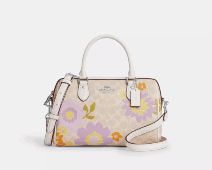 NWT Coach Rowan Satchel Bag In Signature Canvas With Floral Print