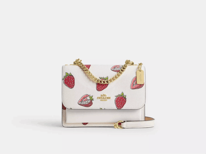 NWT Coach Mini Klare Crossbody Bag With Strawberry Print