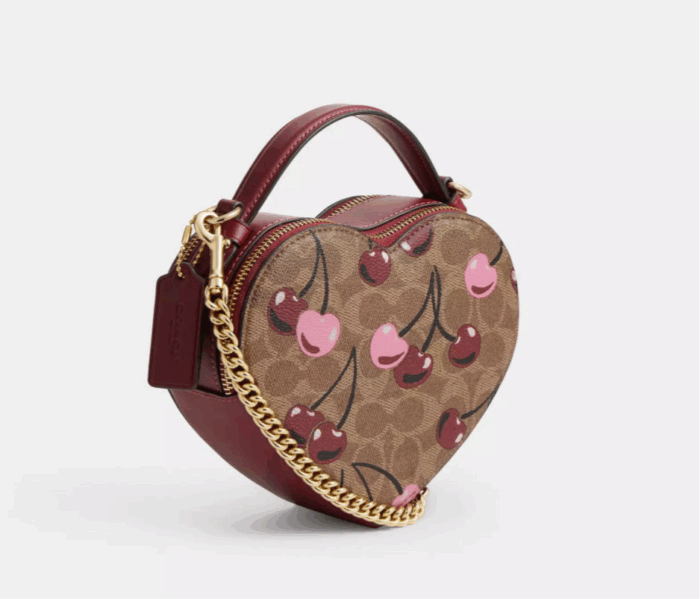 NWT Coach Heart Crossbody Bag In Signature Canvas With Cherry Print - Image 2