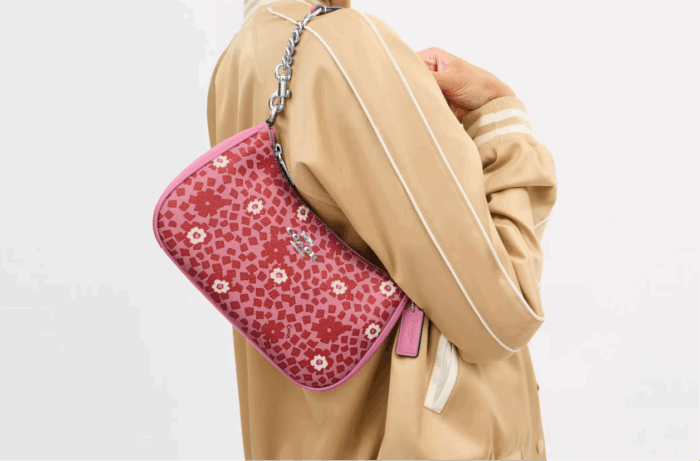 NWT Coach Teri Shoulder Bag With Floral Print In Silver/Pink Multi - Image 4