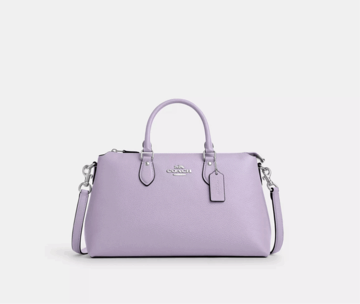 NWT Coach Leather Georgia Sachel Convertible Bag In Silver/Lilac