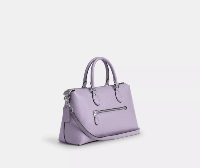 NWT Coach Leather Georgia Sachel Convertible Bag In Silver/Lilac - Image 4