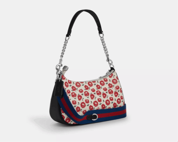 NWT Coach Teri Shoulder Bag With Floral Print In Silver/Chalk/Black Multi - Image 2