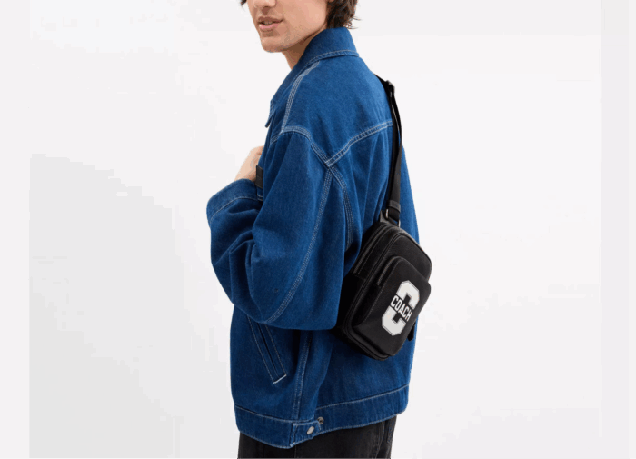 NWT Coach Men's Leather Racer Sling Pack In Black/Chalk - Image 2