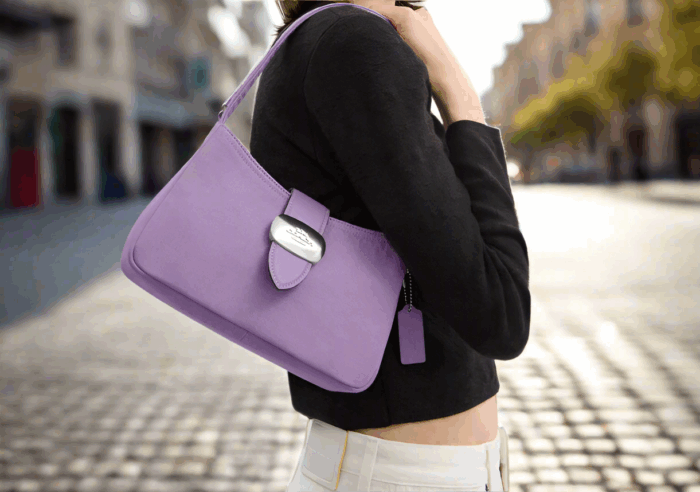 NWT Coach Eliza Shoulder Bag In Denim & Smooth Leather In Iris - Image 2