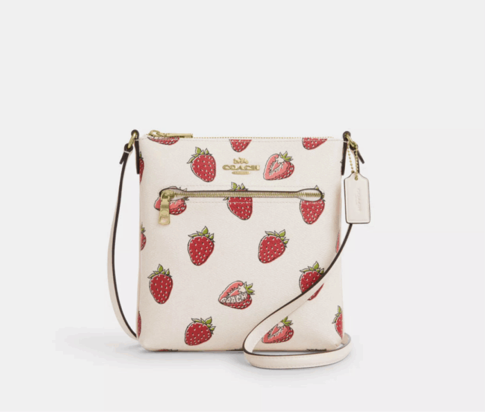 NWT Coach Mini Rowan File Bag With Strawberry Print