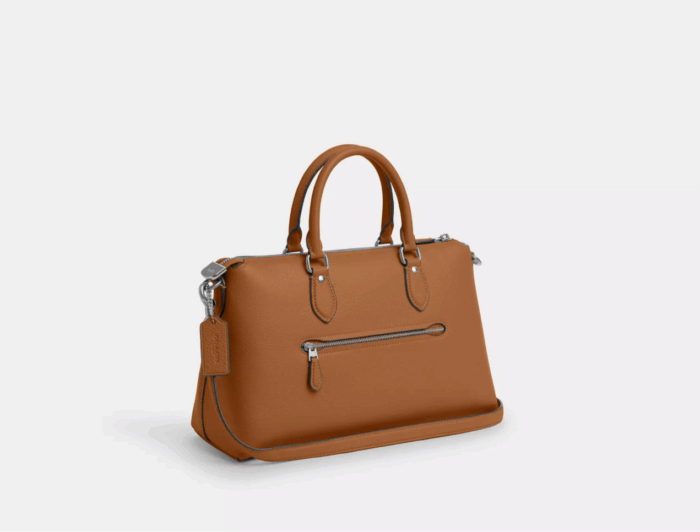 NWT Coach Leather Georgia Sachel Convertible Bag In Silver/Tan - Image 5