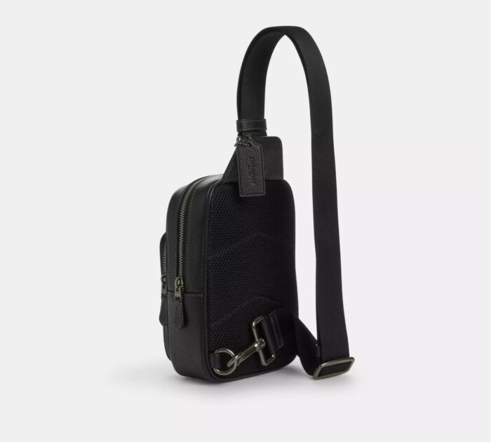 NWT Coach Men's Leather Racer Sling Pack In Black/Chalk - Image 6