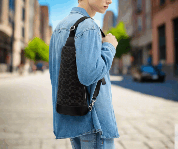 NWT Coach Dominic Sling Pack In Signature Denim & Smooth Leather - Image 2