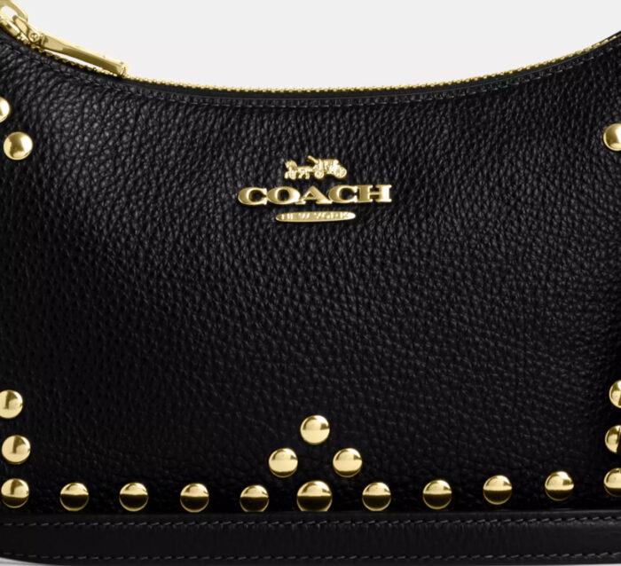 NWT Coach Leather Teri Shoulder Bag With Rivets In Black - Image 7