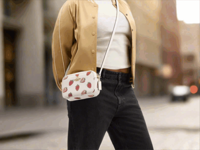 NWT Coach Mini Jamie Camera Bag With Strawberry Print In Chalk/Red - Image 3