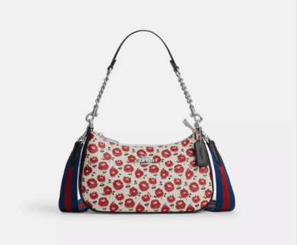 NWT Coach Teri Shoulder Bag With Floral Print In Silver/Chalk/Black Multi