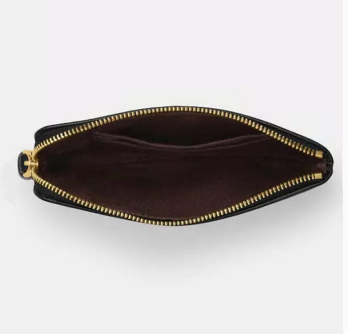 NWT Corner Zip Leather Wristlet with Rivets In Black - Image 3