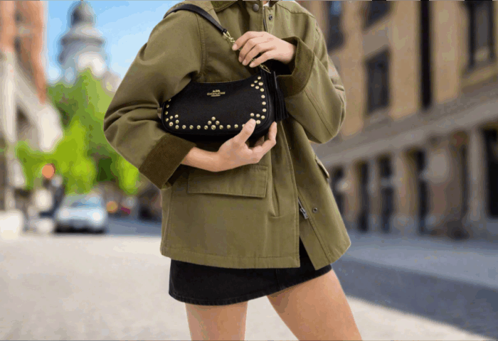 NWT Coach Leather Teri Shoulder Bag With Rivets In Black - Image 3