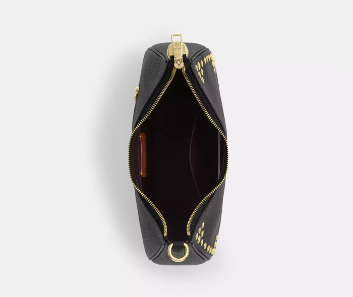 NWT Coach Leather Teri Hobo Bag With Rivets In Gold/Black - Image 5