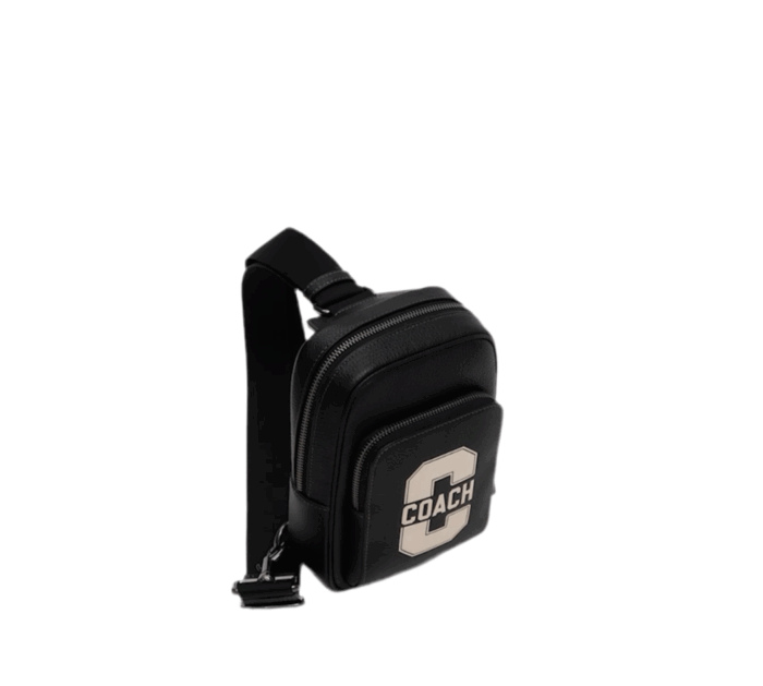 NWT Coach Men's Leather Racer Sling Pack In Black/Chalk - Image 3