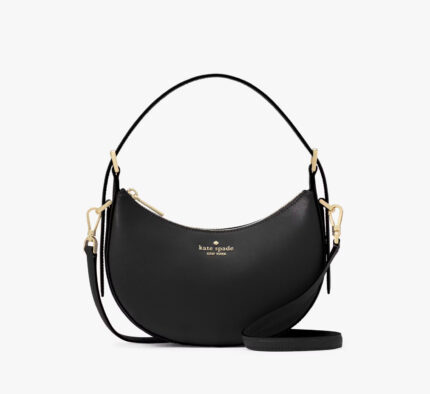 NWT Kate Spade Leather Nova Crescent Shoulder Bag In Black