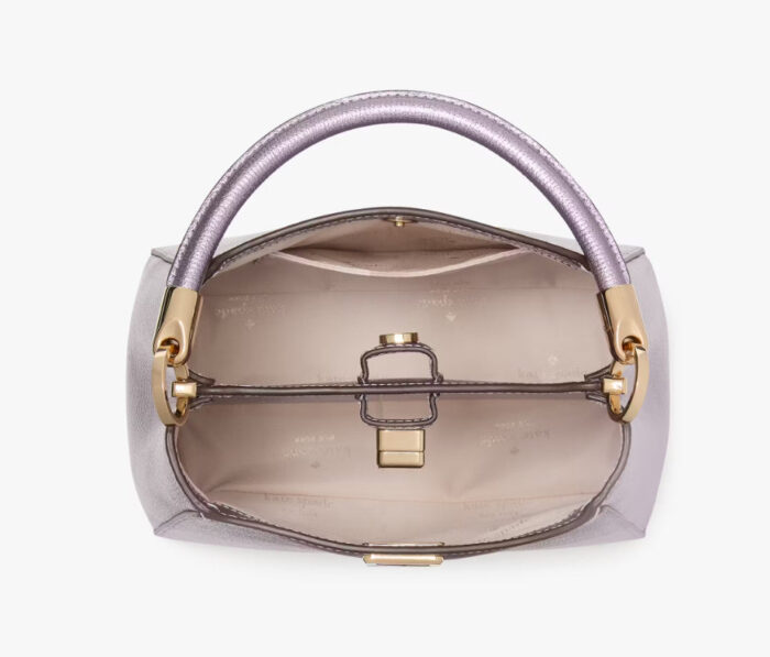 NWT Kate Spade Phoebe Top Handle Leather Satchel In Metallic Lavender - Image 4