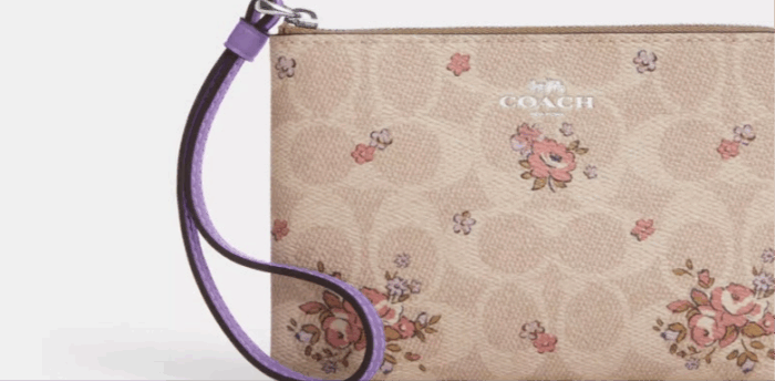 NWT Coach Corner Zip Wristlet In Signature Canvas with Floral Print - Image 4