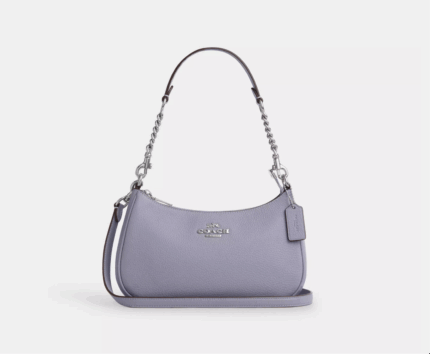 NWT Coach Leather Teri Shoulder Bag In Silver/Mist