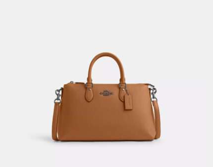 NWT Coach Leather Georgia Sachel Convertible Bag In Silver/Tan