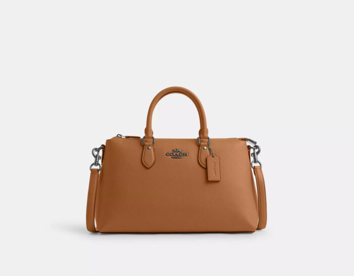 NWT Coach Leather Georgia Sachel Convertible Bag In Silver/Tan