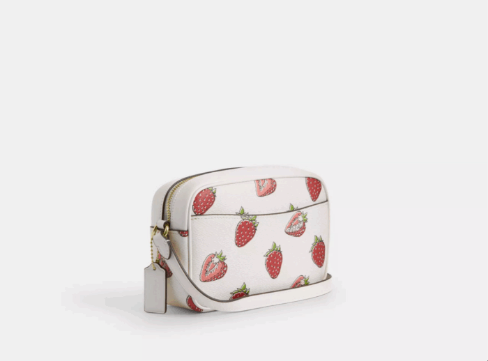 NWT Coach Mini Jamie Camera Bag With Strawberry Print In Chalk/Red - Image 2
