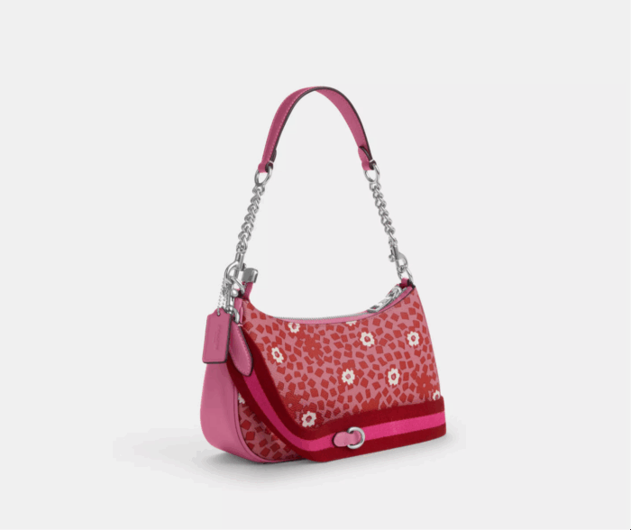NWT Coach Teri Shoulder Bag With Floral Print In Silver/Pink Multi - Image 2
