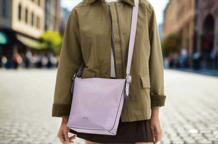 NWT Coach Val Duffel Bag In Leather In Silver/Lilac - Image 2